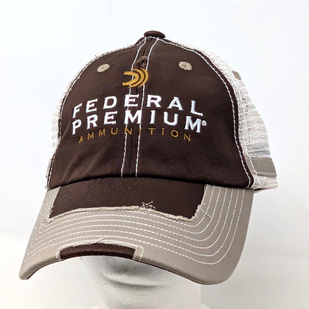 Federal Premium Ammunition Trucker Hat Brown Tan Mesh Back Embroidered Cap OSFM